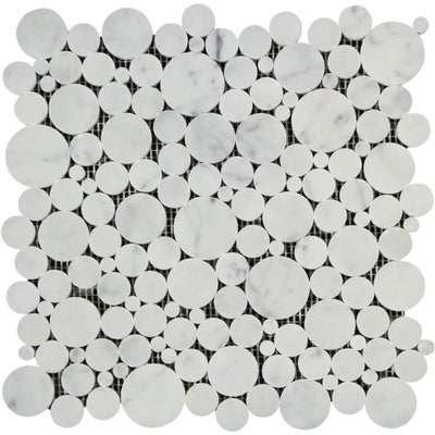 White Carrara Marble Bubble Design Honed Mosaic Tile - TILE & MOSAIC DEPOT