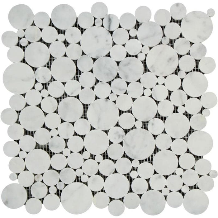 White Carrara Marble Bubble Design Honed Mosaic Tile - TILE & MOSAIC DEPOT