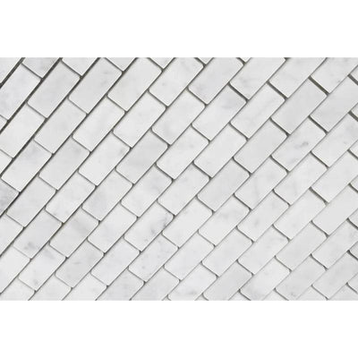 White Carrara Marble 5/8x1 1/4 Honed Mosaic Tile - TILE AND MOSAIC DEPOT